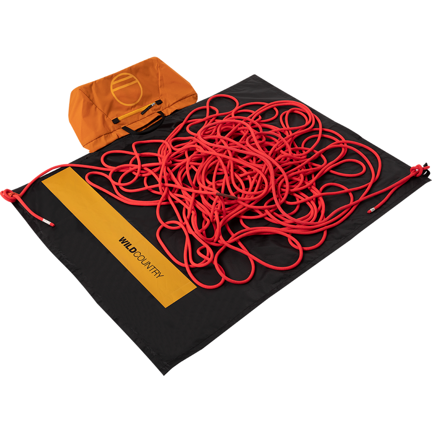 Wild Country Climbing Rope Bag Sandstone - Open with Rope on top