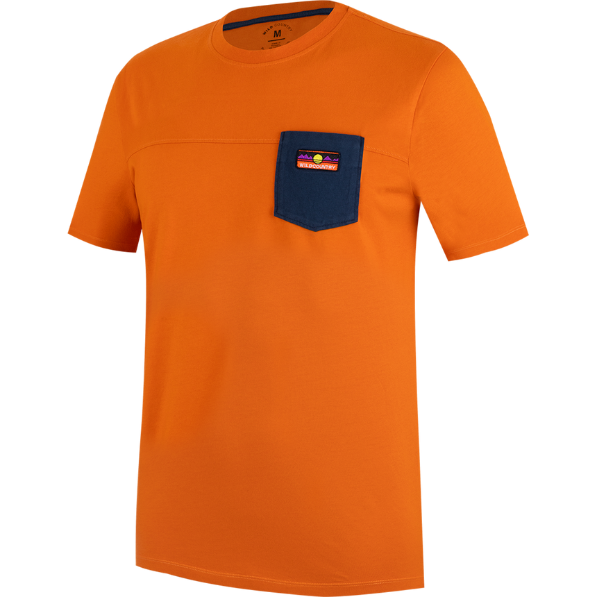 Wild Country Climbing Spotter T-Shirt Man Outdoor Action Sandstone - Front Angled