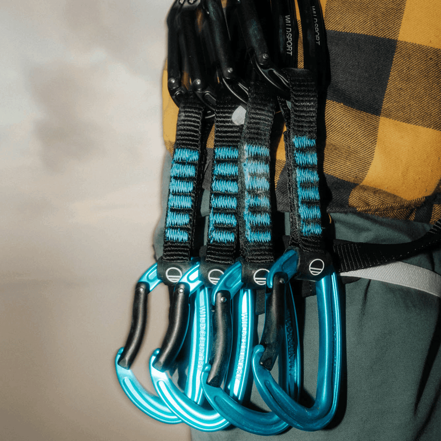 Wild Country Climbing Wildsport Quickdraw 6x12cm Black/Turquoise - Product Attached to Belt