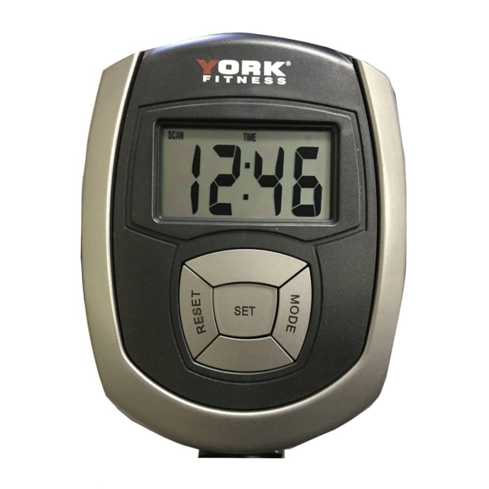 Digital timer with York Fitness branding on a white background