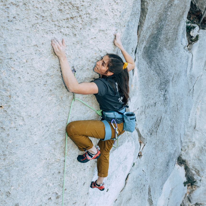 Wild Country Climbing Flow 2.0 Women's Harness Outdoor Action Deepwater/Petrol - Product In Use