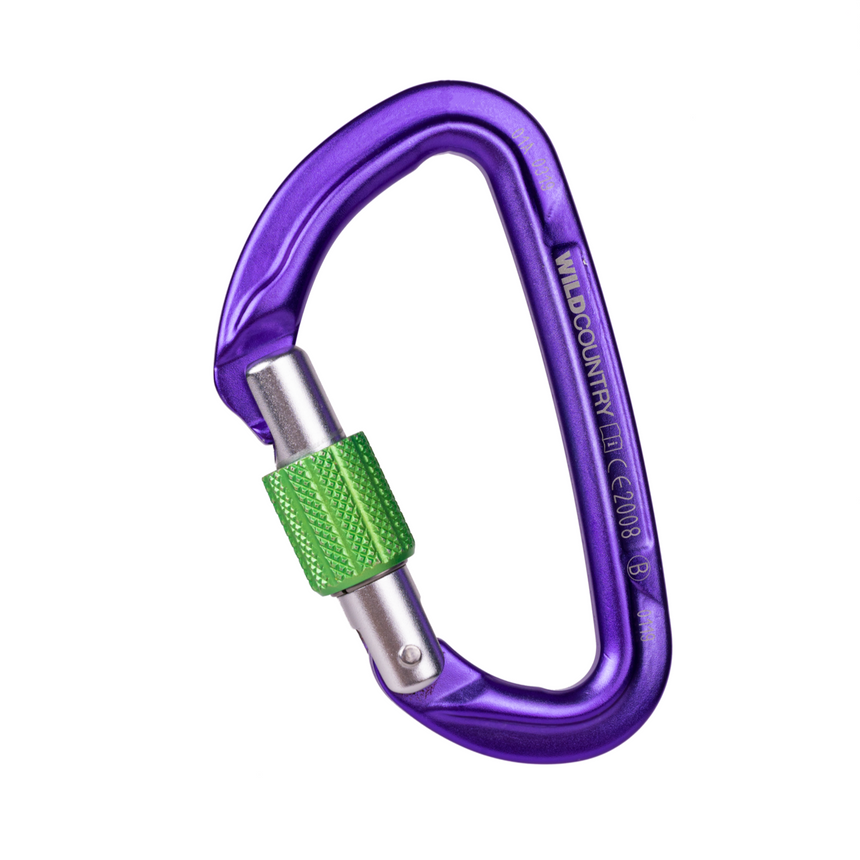Wild Country Climbing Session Screw Gate Locking Carabiner Outdoor Action Purple/Green - Side