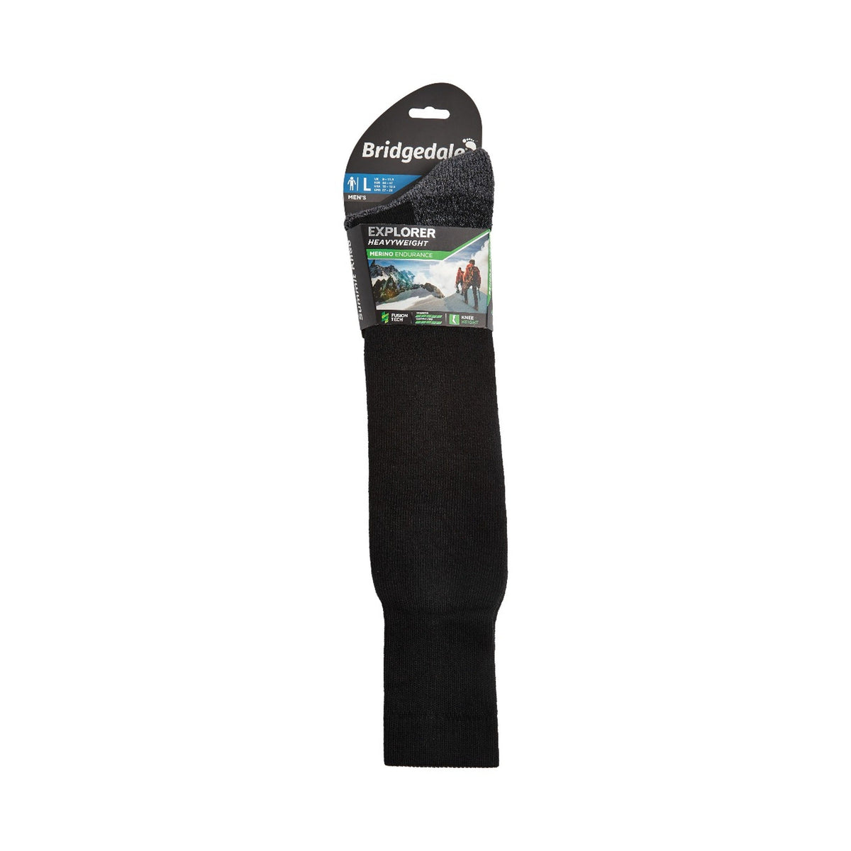 Bridgedale Explorer Heavyweight Merino Performance Knee Socks in Black, alternate view 2