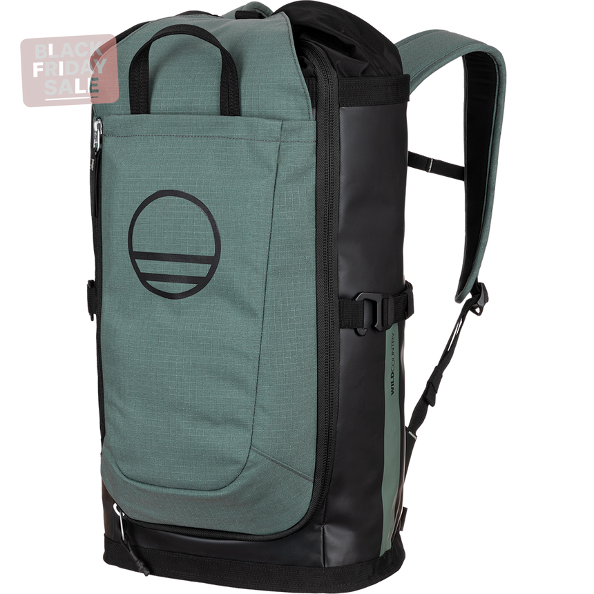 Wild Country Climbing Crag Hauler 25 Backpack Outdoor Action Black/Marsh - Front Angled