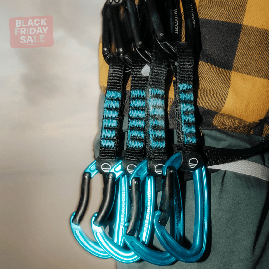 Wild Country Climbing Wildsport Quickdraw 6X12CM Outdoor Action Black/Turquoise - Product In Use
