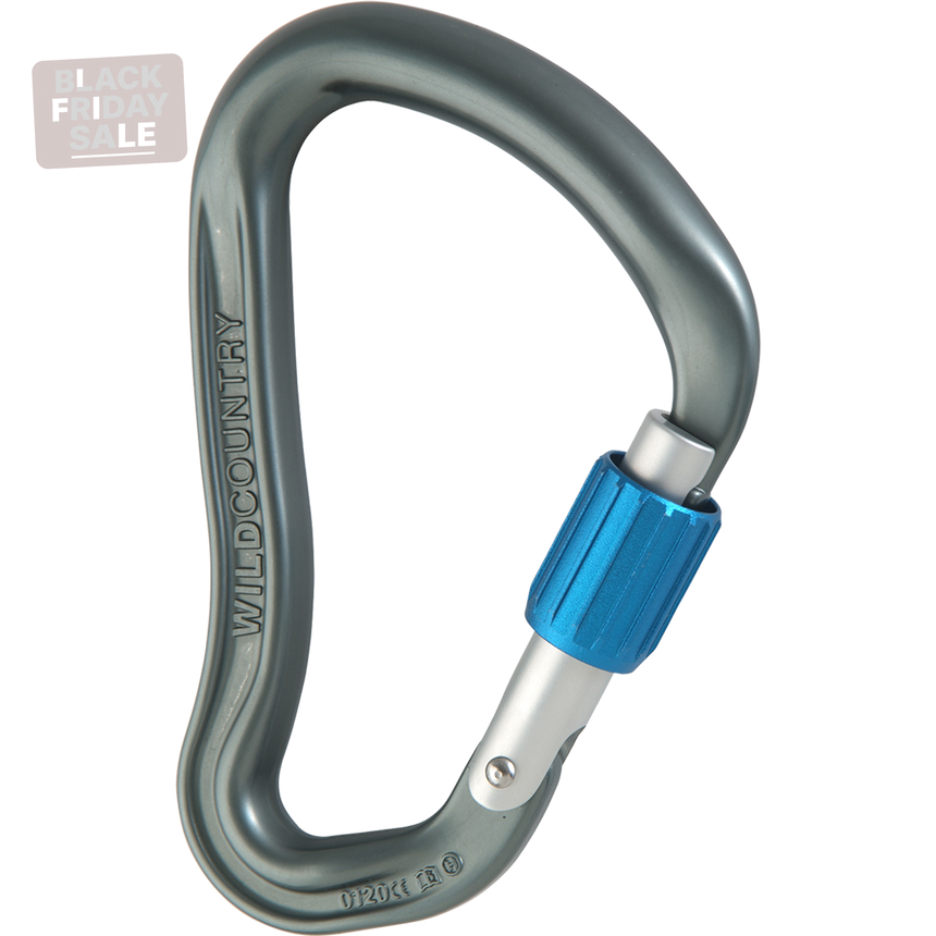 Wild Country Climbing Ascent HMS Screwgate Carabiner Outdoor Action Gunmetal/Blue - Side