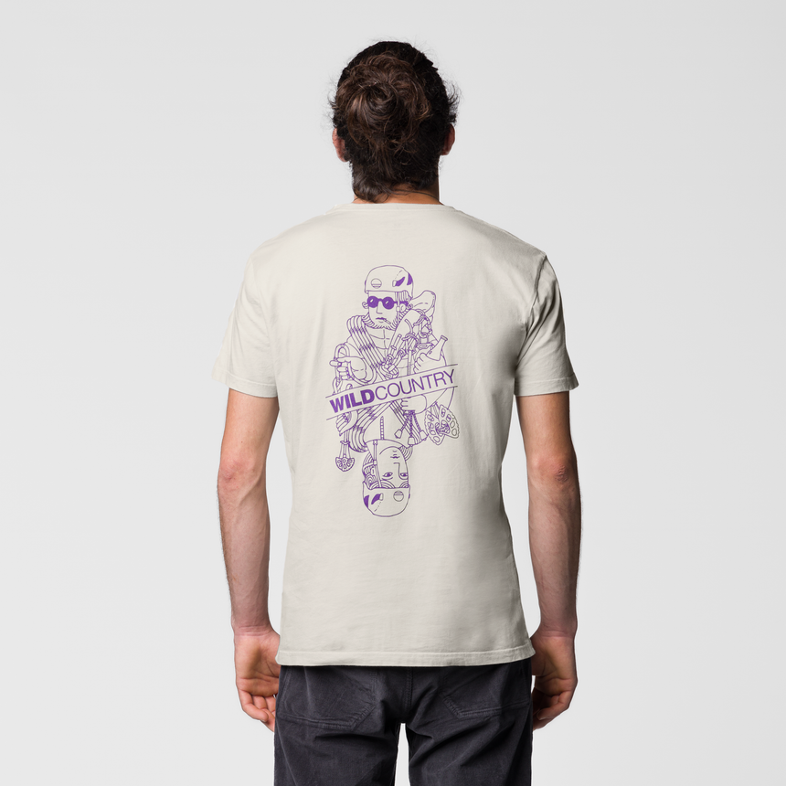 Wild Country Climbing Flow T-Shirt Man Outdoor Action Moonstone - Back Fit on Model