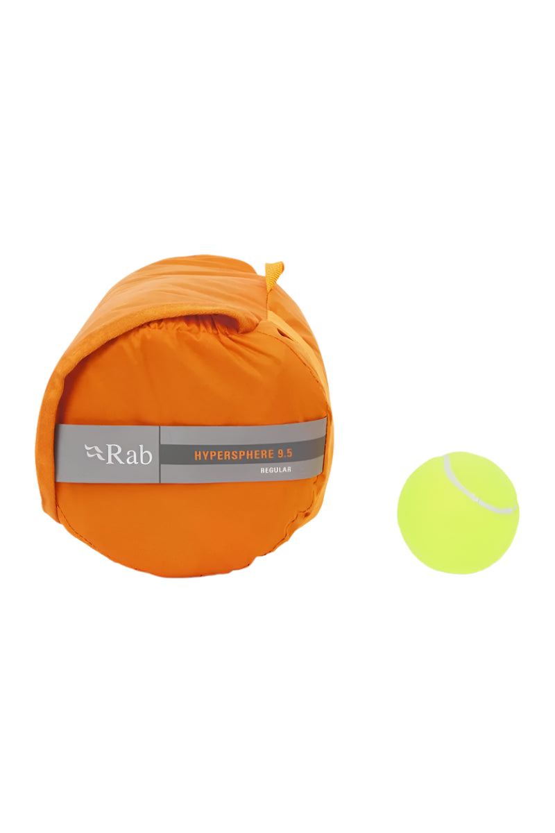 Rab Hypersphere 9.5 Down Sleeping Mat in Marmalade - packed