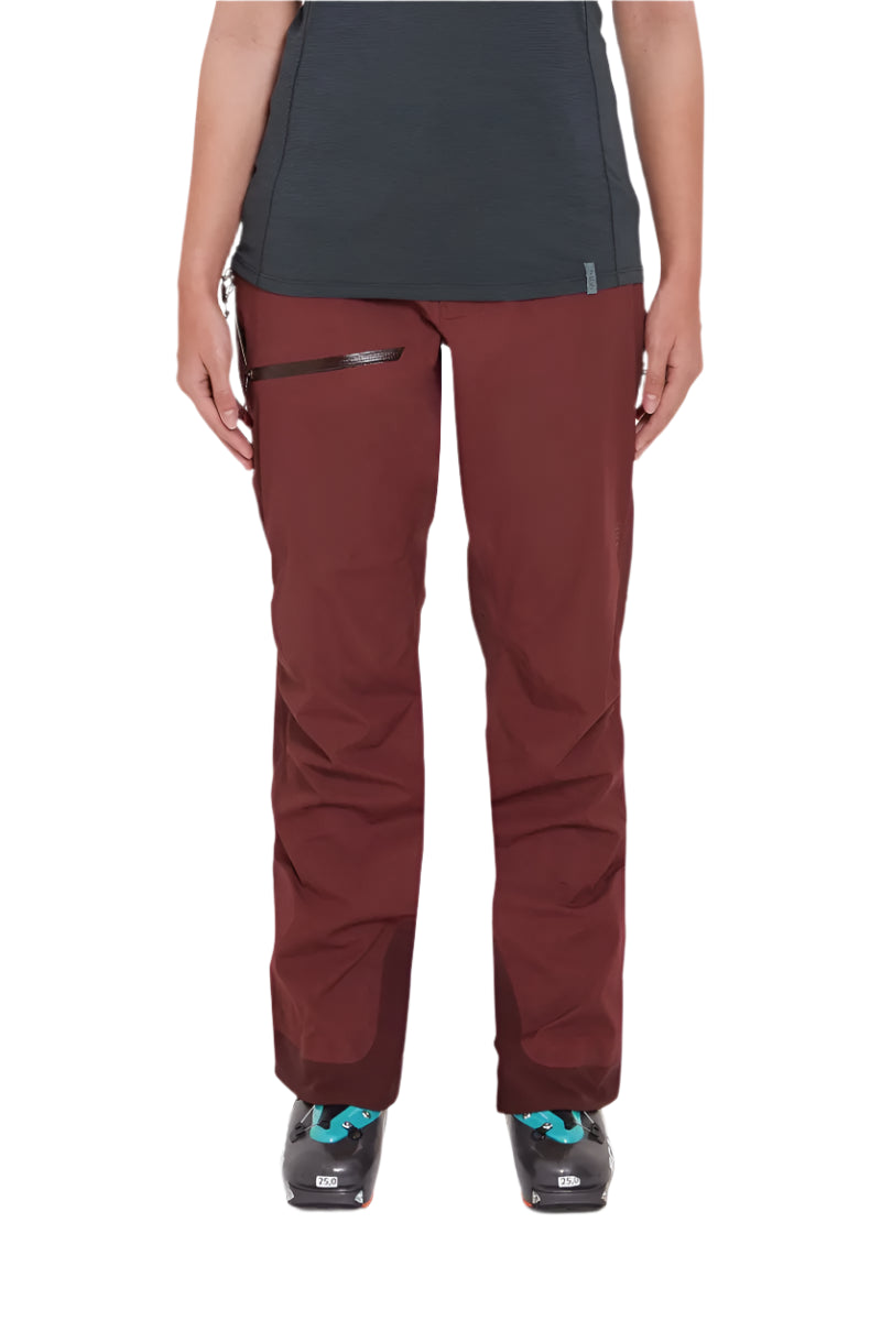 Rab Women's Khroma Kinetic Waterproof Ski Pants in Deep Heather - front, worn