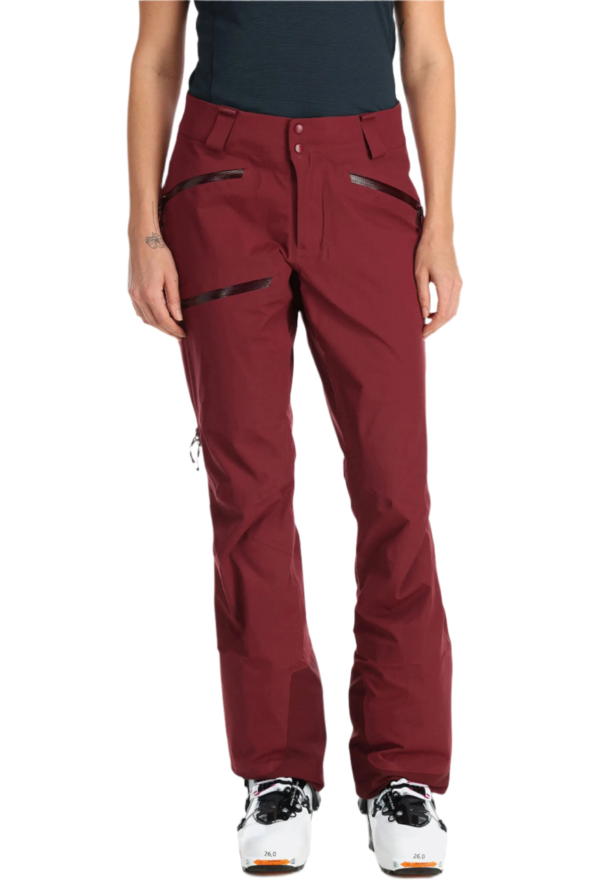 Rab Women's Khroma Kinetic Waterproof Ski Pants in Deep Heather - pocket, worn, front