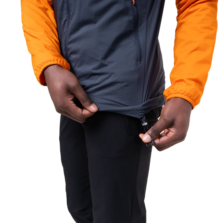 Mountain Equipment Aerotherm Men's Jacket Outdoor Action BlueNights/Ember- Hem Drawcord