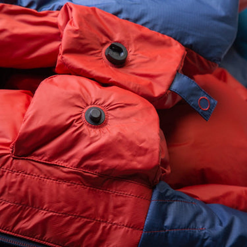 Mountain Equipment Classic Eco 500 Sleeping Bag in Dusk packed into waterproof roll-top stuff sack
