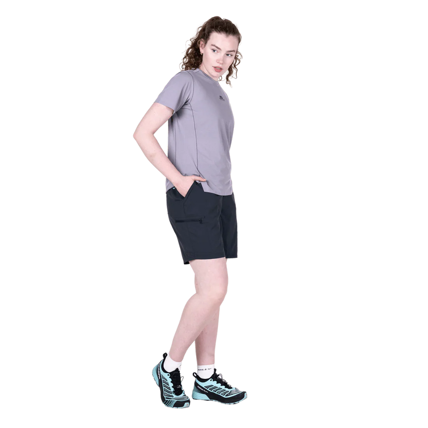 Mountain Equipment Dynamo Women's Short in Blue Nights - right side view showing active fit