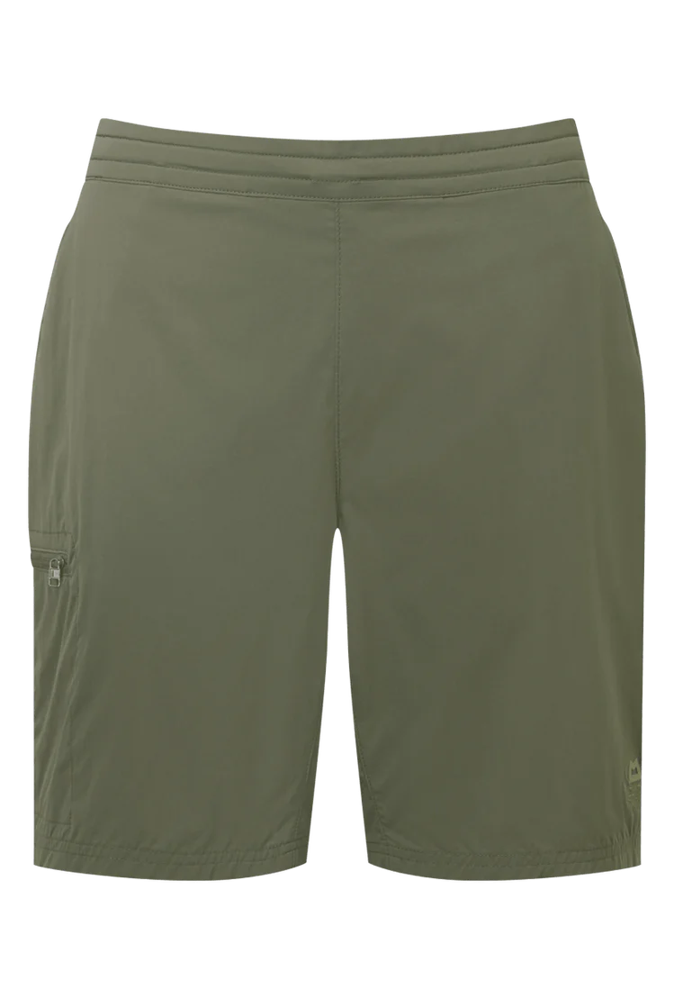 Mountain Equipment Dynamo Women's Short in Buckthorn - front view showing stretch waistband and hand pockets