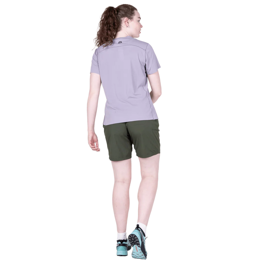 Mountain Equipment Dynamo Women's Short in Buckthorn - right side view showing active fit