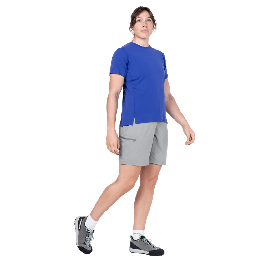 Mountain Equipment Dynamo Women's Short in Tufa - flat lay product shot