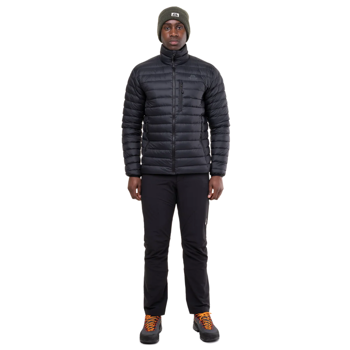 Mountain Equipment Earthrise Men's Jacket in Black - back view showing fit and recycled down insulation