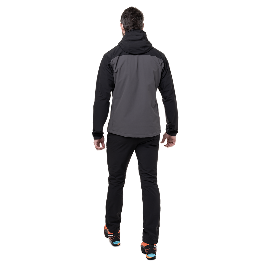 Adjustable cuff with bar tack reinforcement on Mountain Equipment Frontier Men's Jacket in Anvil Grey/Black