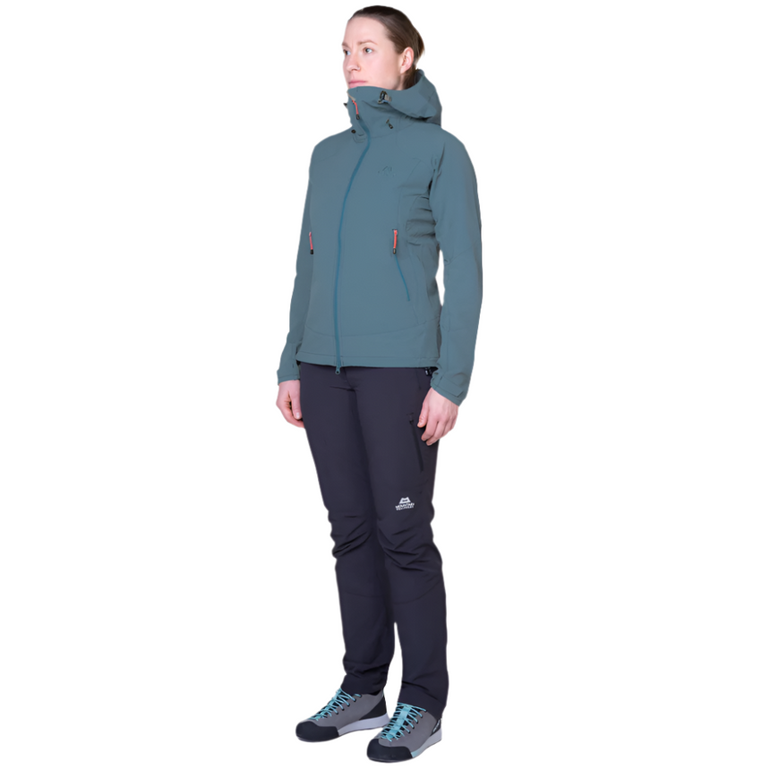Adjustable cuff with bar tack reinforcement on Mountain Equipment Frontier Women's Jacket in Indian Teal