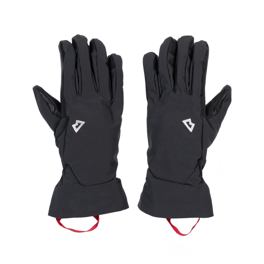 Mountain Equipment G2 Alpine Men's Glove in Black/Black - palm view showing water-resistant goatskin leather