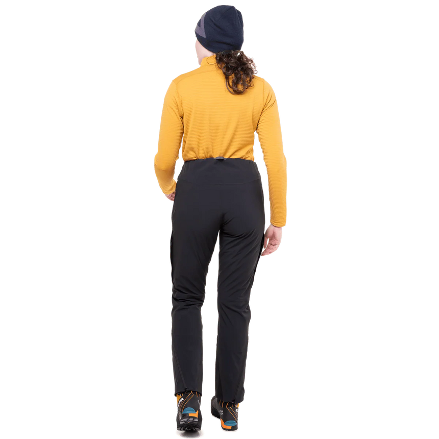 Zip-out stretch softshell gaiter with integrated lace hook on Mountain Equipment G2 Mountain Women's Pant in Black