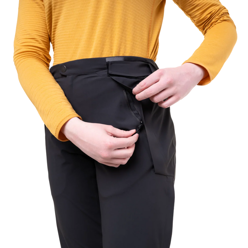 Zipped hand pocket with YKK reversed coil zip on Mountain Equipment G2 Mountain Women's Pant in Black