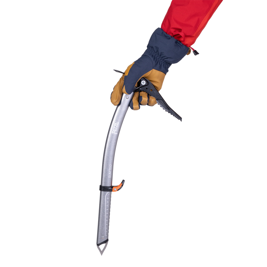 Roll top fingers detail on Mountain Equipment Guide Glove in Cosmos/Tan for comfort and durability