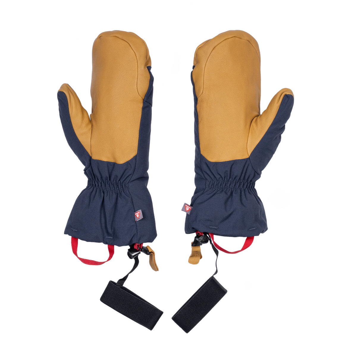 Mountain Equipment Guide Mitt in Cosmos/Tan - palm view showing water-resistant goatskin leather