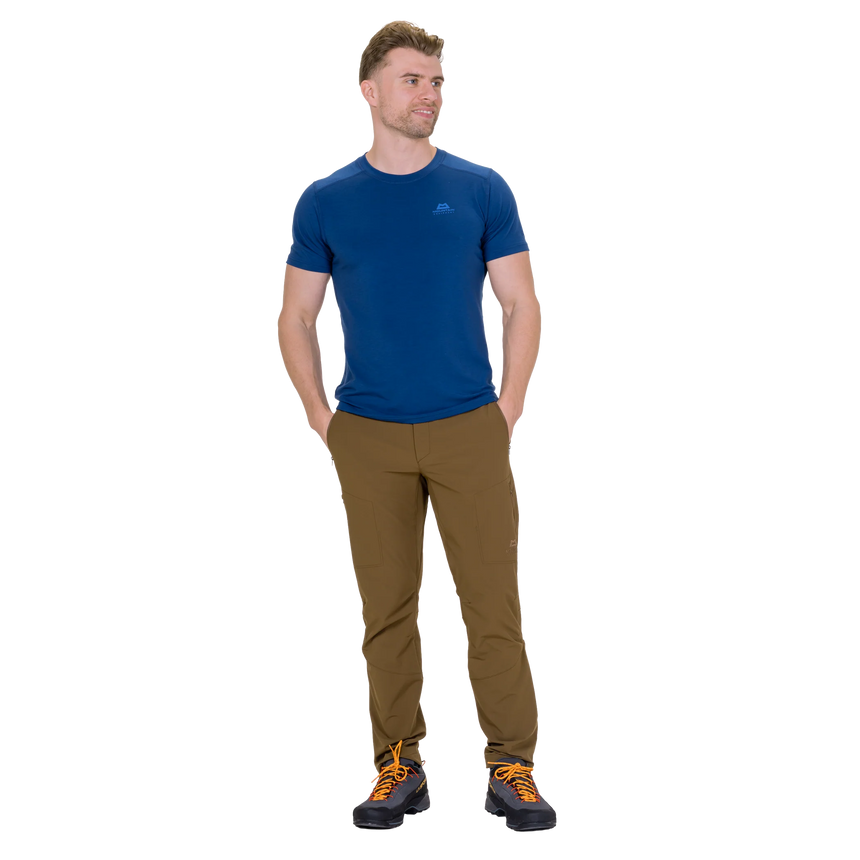 Mountain Equipment Ibex Mountain Men's Pant in Desert Palm - left side view showing thigh pocket