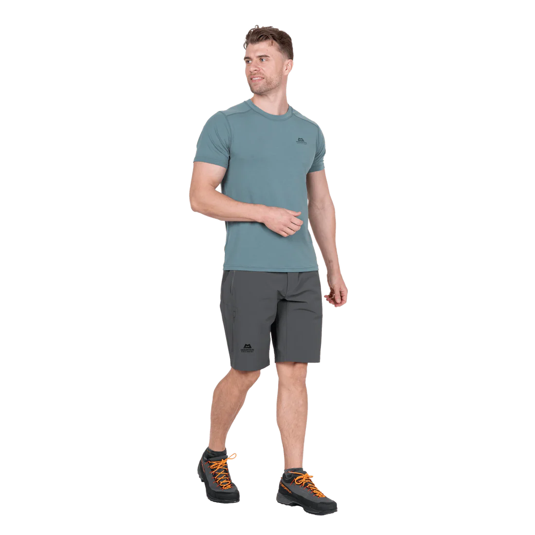 Mountain Equipment Ibex Mountain Men's Short in Anvil Grey - front angle view