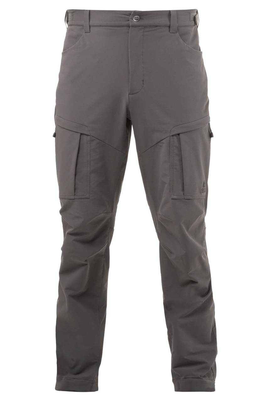 Mountain Equipment Ibex Pro Men's Pant in Anvil Grey - front view showing adjustable waistband and multiple zip pockets