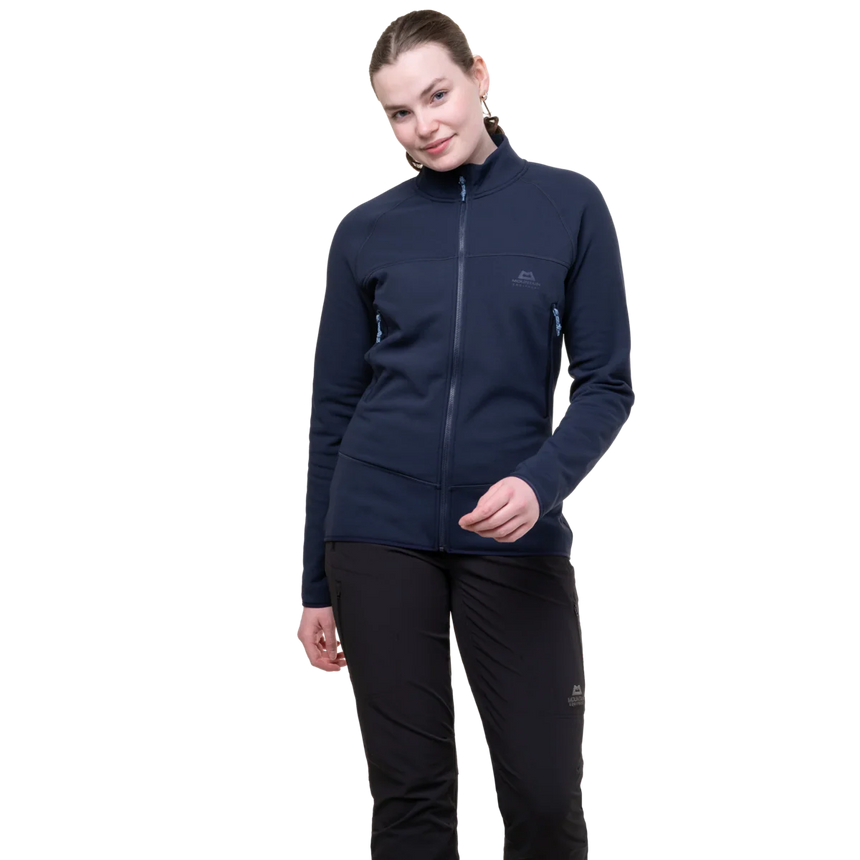 Mountain Equipment Jorasses Lite Women's Jacket in Cosmos - three quarter view showing regular fit and Powerfleece fabric