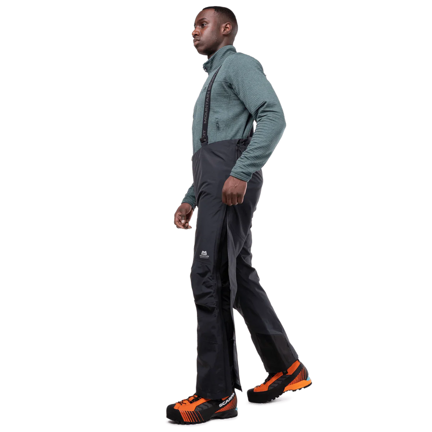 Reinforced kick strip detail on Mountain Equipment Karakoram Mountain Men's Pant in Black for durability