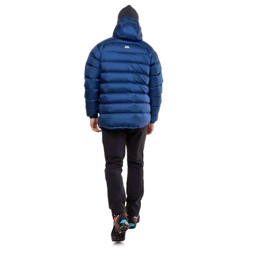 Mountain Equipment Lightline Men's Jacket in Admiral Blue - side view showing dual tether hem drawcords and adjustable elasticated cuffs