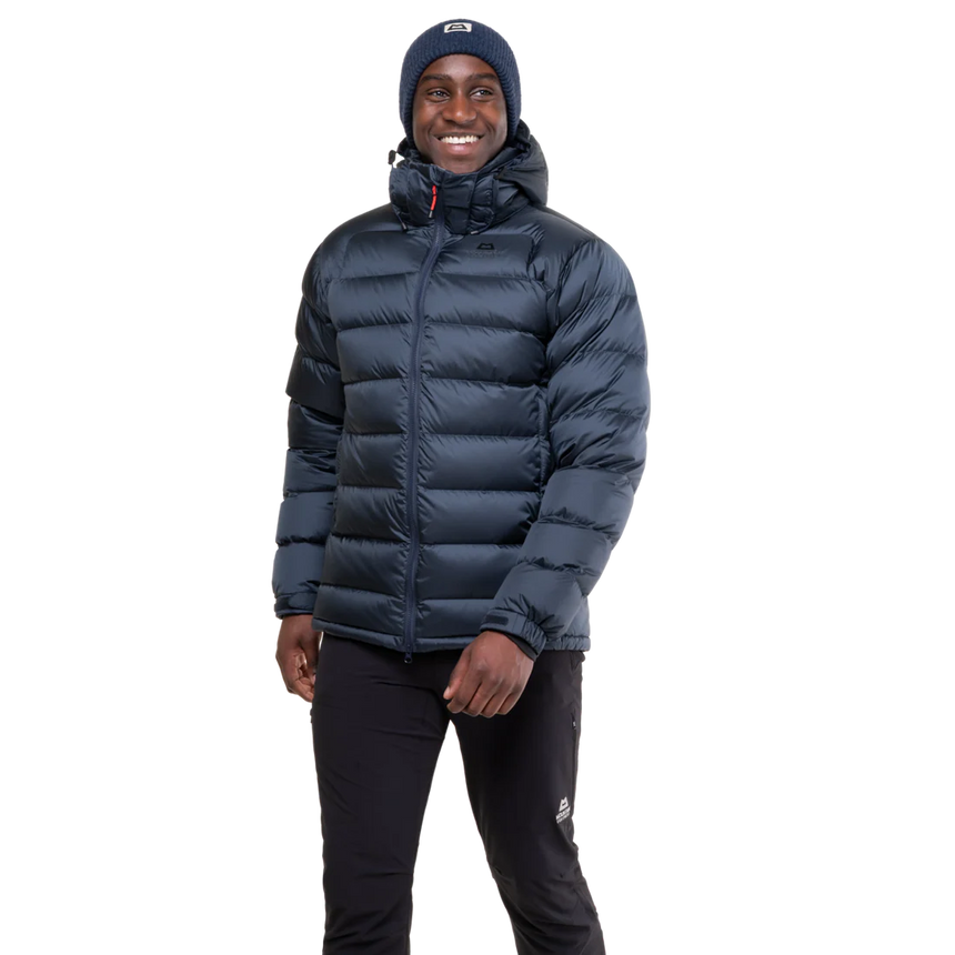 Cosmos lining detail on Mountain Equipment Lightline Men's Jacket in Blue Nights/Cosmos showing downproof 20 denier inner fabric