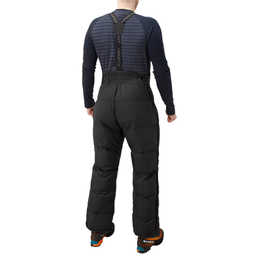 Mountain Equipment Lightline Men's Pant in Black - back view showing stitch-through baffle construction and 700 fill power Pure Down insulation