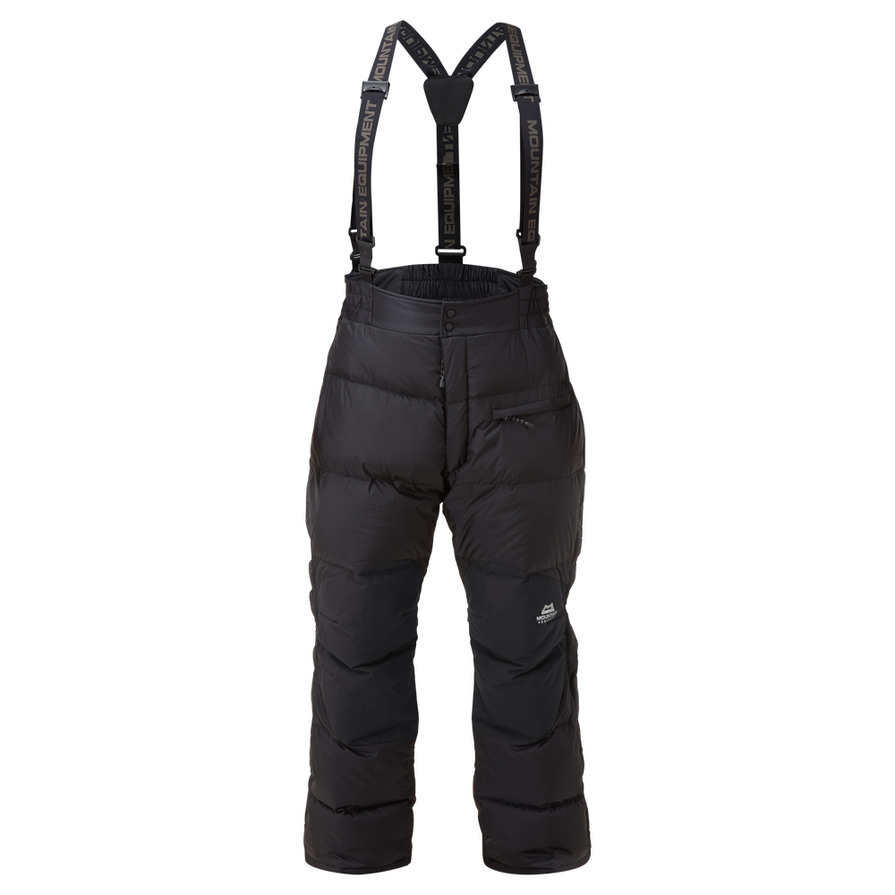 Mountain Equipment Lightline Men's Pant in Black - front view showing Drilite Loft 40D outer and semi-elasticated waistband with adjustable braces