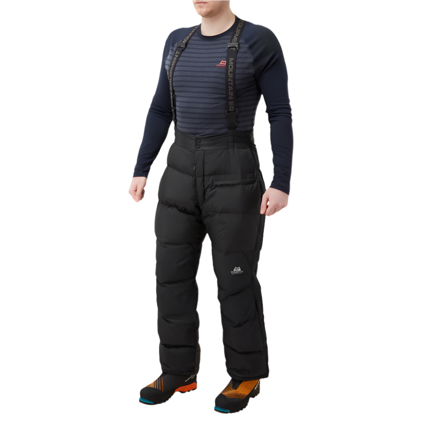 Mountain Equipment Lightline Men's Pant in Black - side view showing full-length dual-direction YKK side zip and articulated knee construction