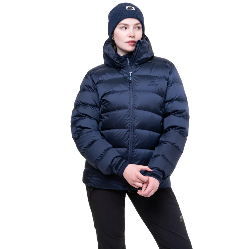 Mountain Equipment Lightline Women's Jacket in Cosmos - back view showing stitch-through baffle construction and Mountain fit