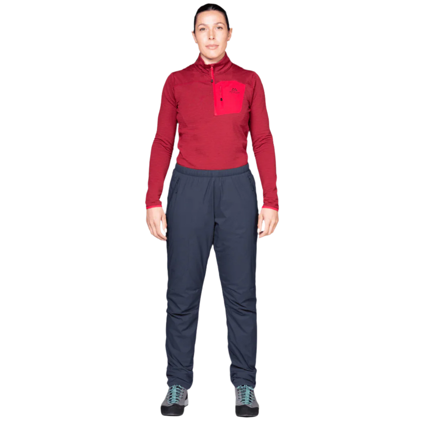 Mountain Equipment Switch Women's Pant in Cosmos - detail view showing zipped thigh pocket and mechanical stretch fabric