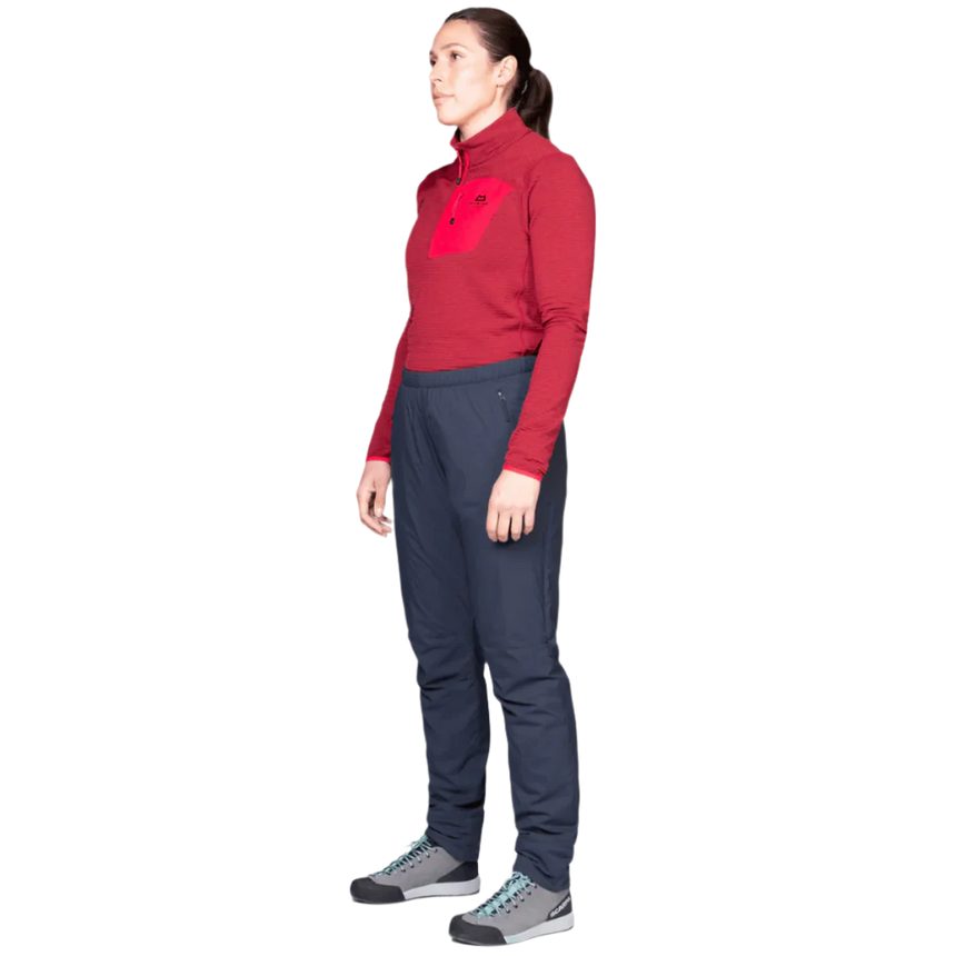 Mountain Equipment Switch Women's Pant in Cosmos - front view showing windproof 20D RS Nylon outer and Octayarn warp-knit lining