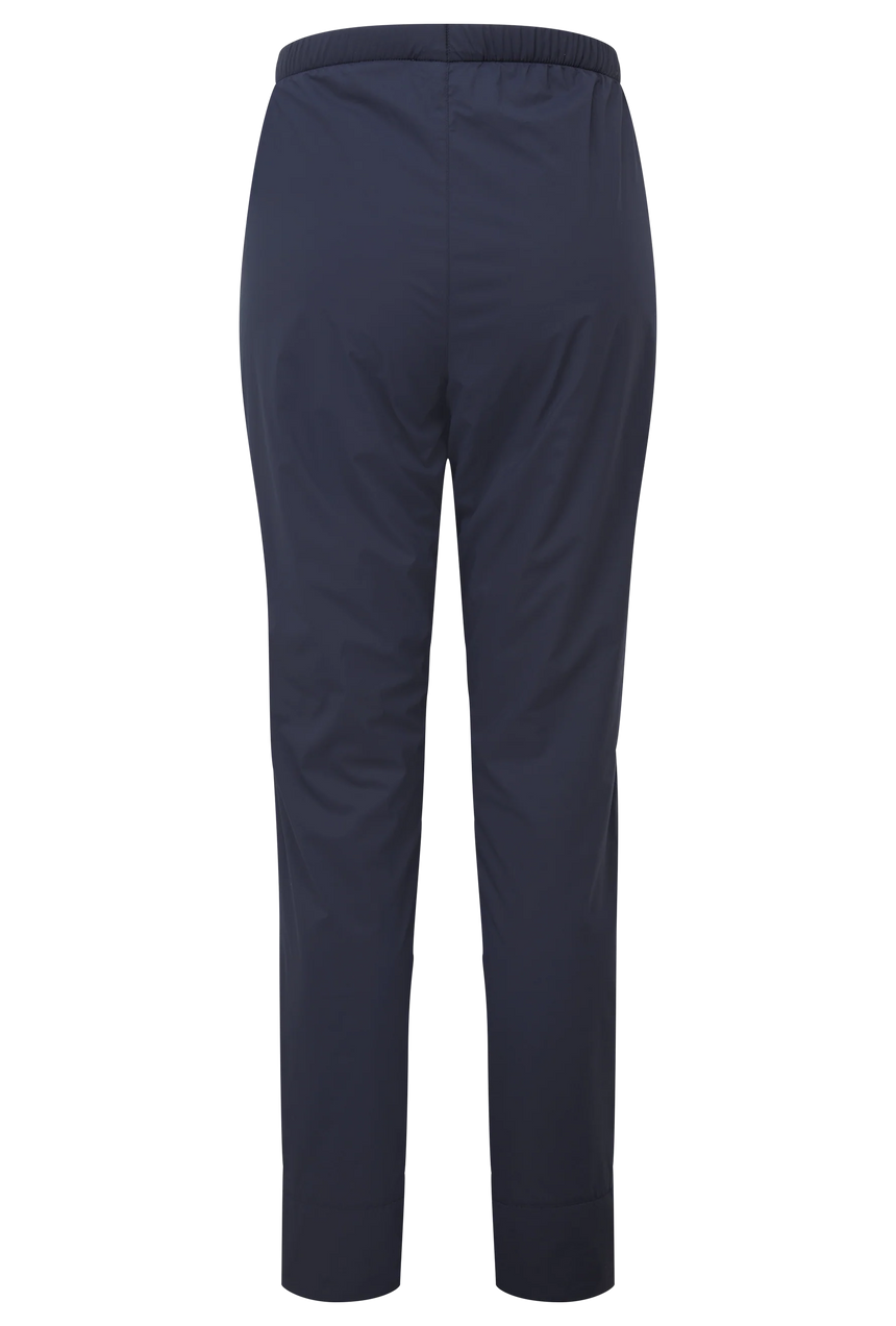 Mountain Equipment Switch Women's Pant in Cosmos - side view showing low volume waistband with drawcord and low bulk hem