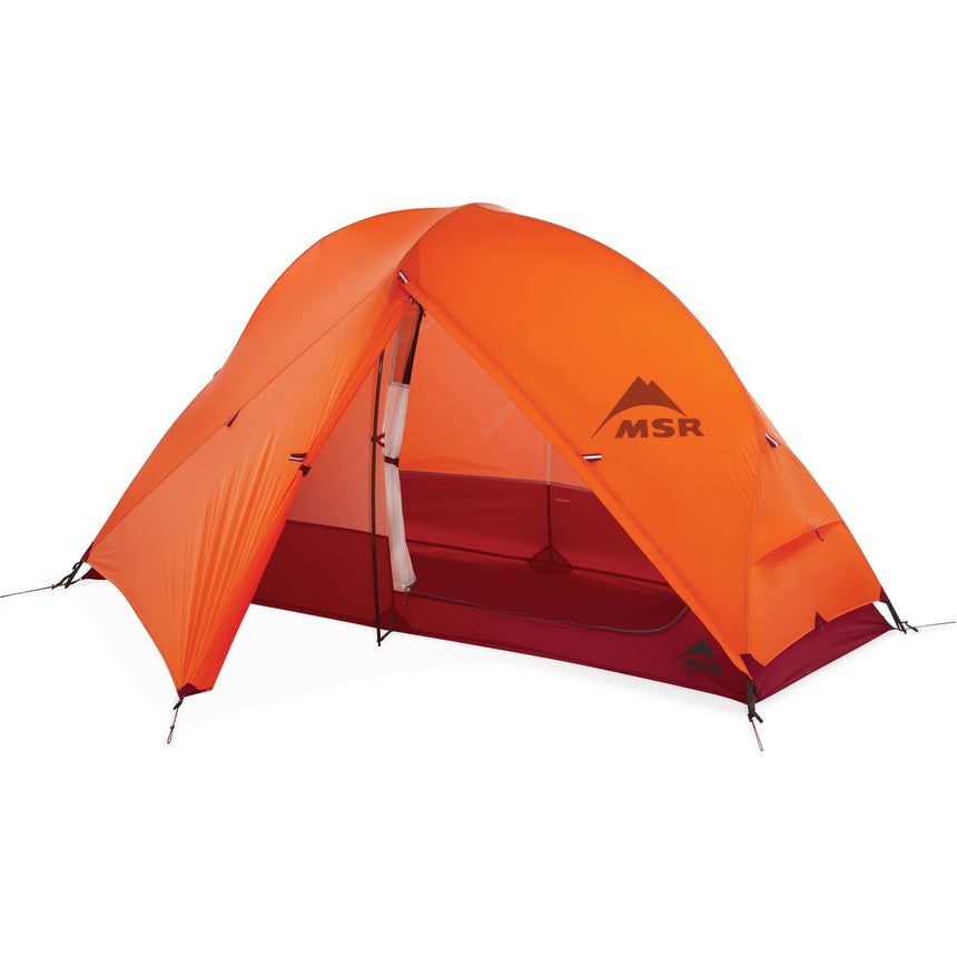 MSR Access 1 ultralight four-season solo tent pitched in snow for winter camping and alpine adventures in New Zealand