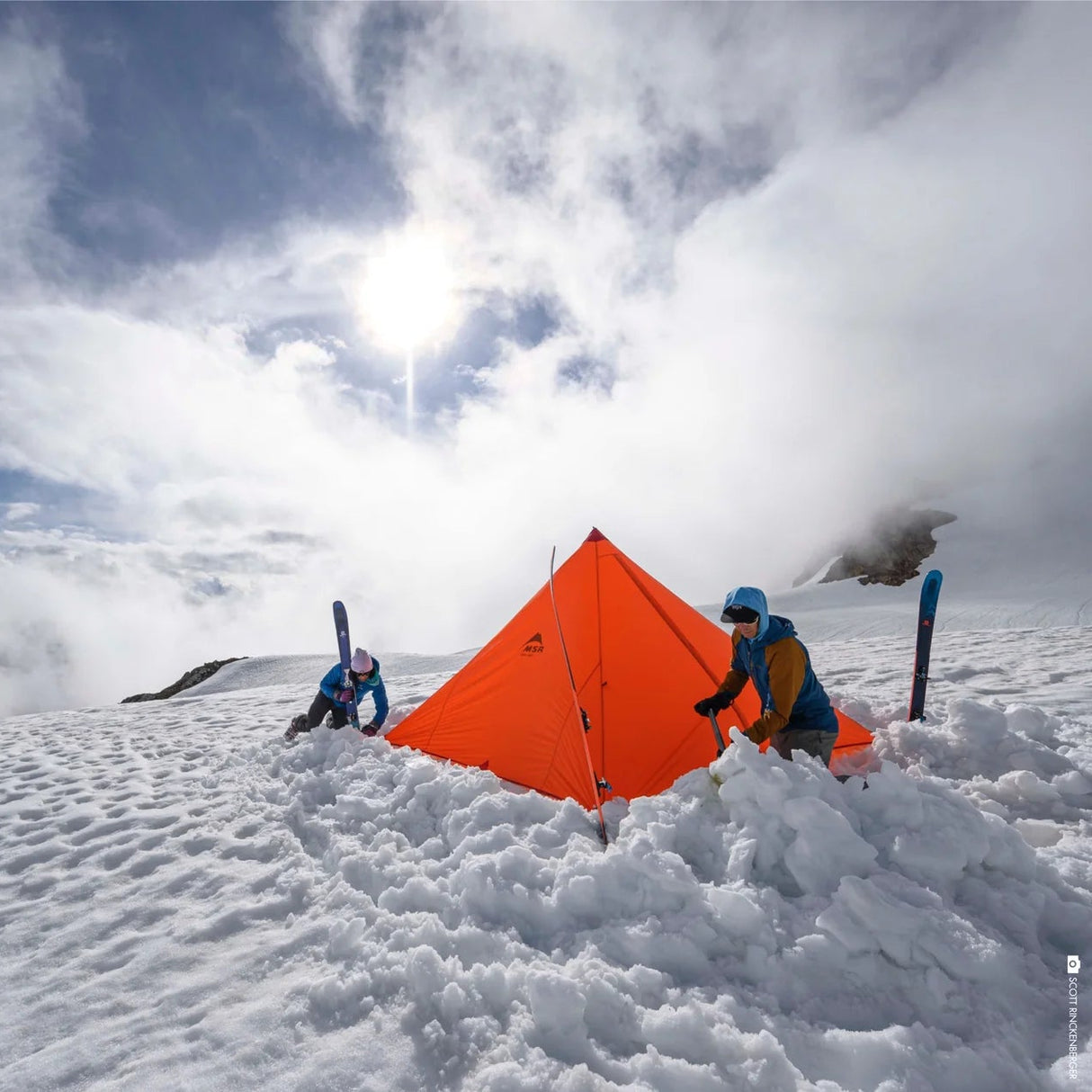 MSR Front Range tarp shelter dual zippered doors rolled back for easy access and alpine views