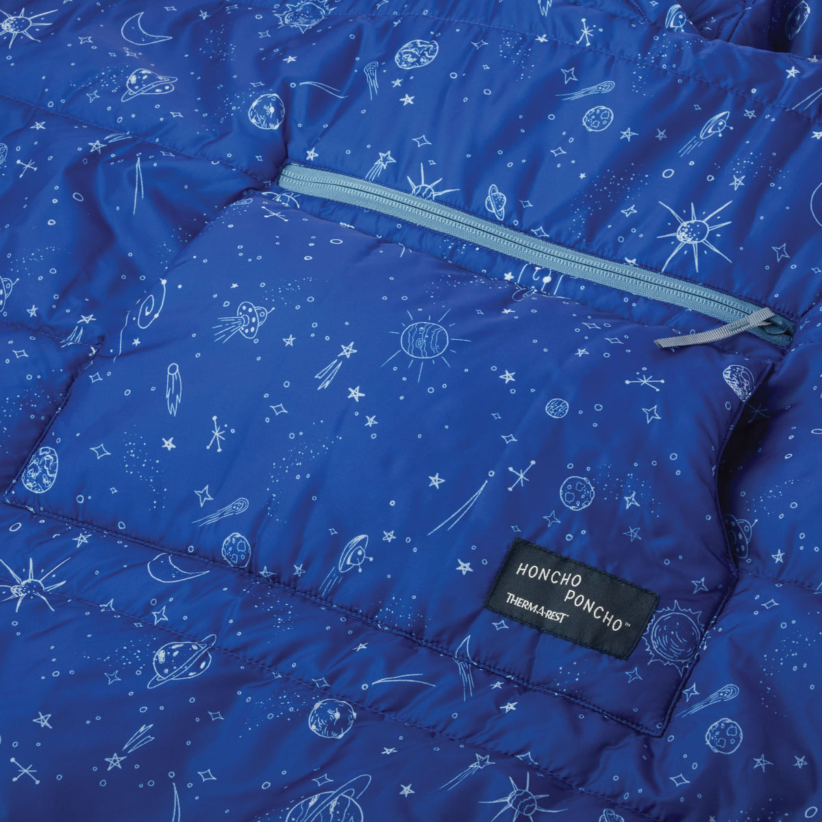 Therm-a-Rest Honcho Poncho Kids in Space Print, pocket detail