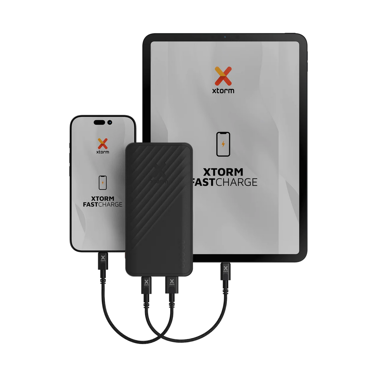 Xtorm Go2 20000mAh portable power bank in black with USB-A and USB-C ports