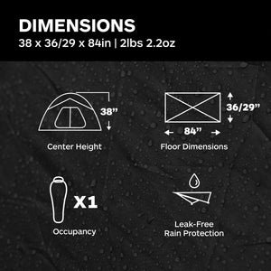 Marmot Tungsten UL 1P Tent front angle dimensions