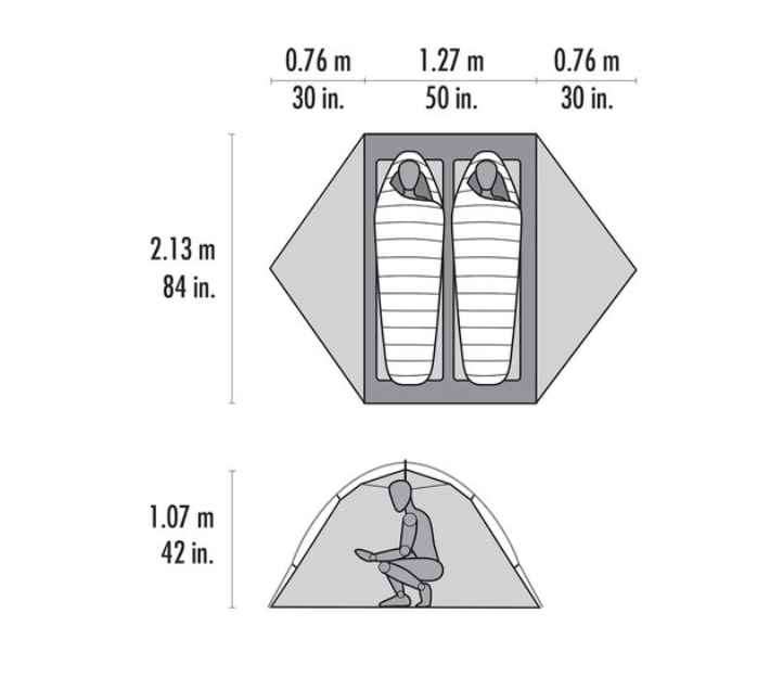 MSR Access 2 Tent Outdoor Action- Tent Dimensions