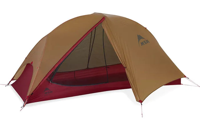 MSR FreeLite™ 1-Person Ultralight Backpacking Tent Outdoor Action- Fly Door Open