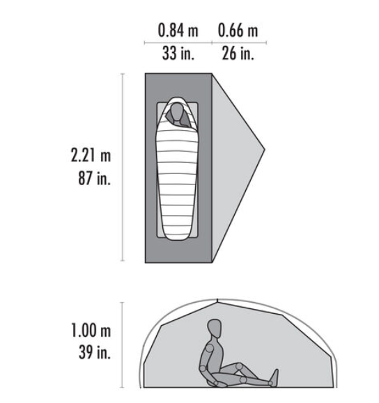 MSR FreeLite™ 1-Person Ultralight Backpacking Tent Outdoor Action- Tent Dimensions